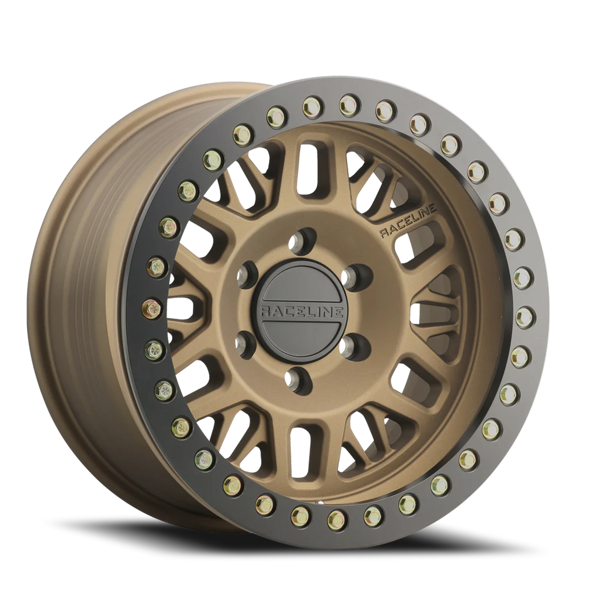 Aluminum Wheels 17x9 Ryno Cast Beadlock RT951BZ Textured Matte Bronze Black Beadlock Ring Raceline Wheels