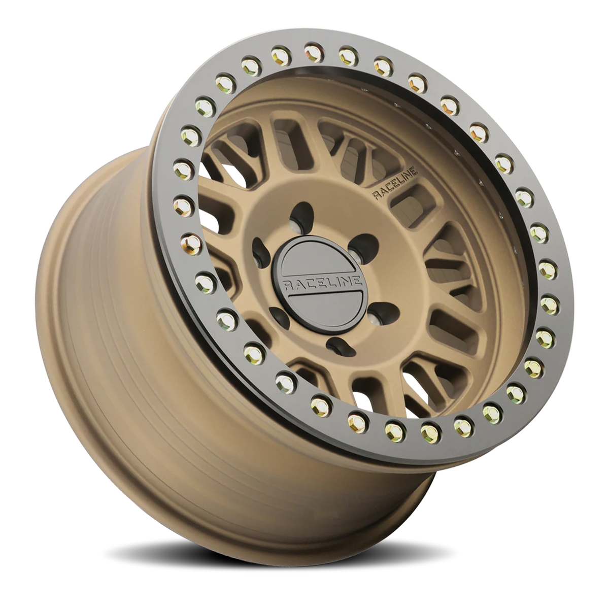 Aluminum Wheels 17x9 Ryno Cast Beadlock RT951BZ Textured Matte Bronze Black Beadlock Ring Raceline Wheels