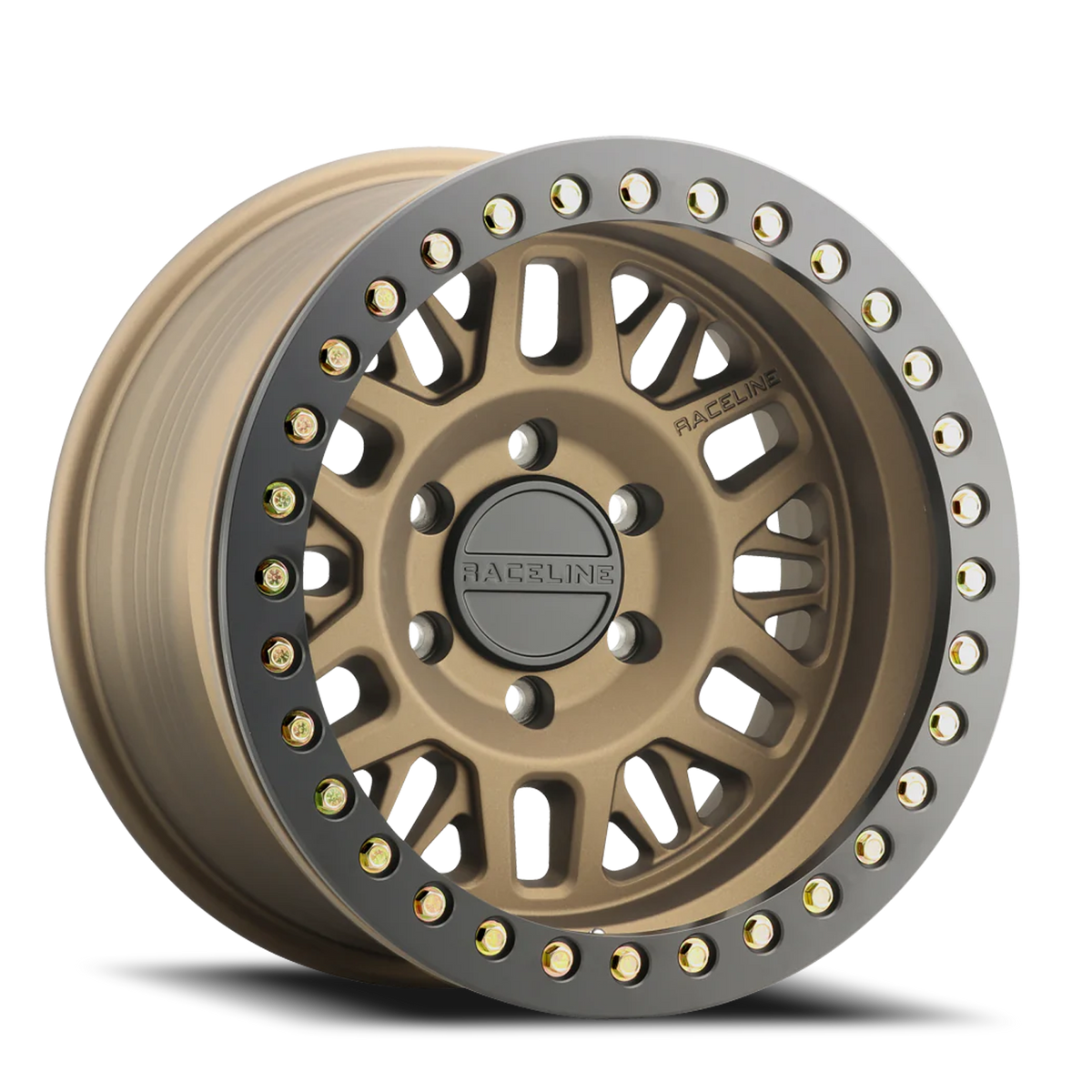 Aluminum Wheels 17x9 Ryno Cast Beadlock RT951BZ Textured Matte Bronze Black Beadlock Ring Raceline Wheels