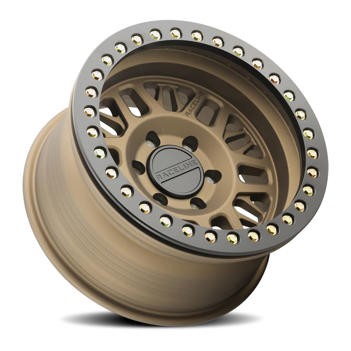 Aluminum Wheels 17x9 Ryno Cast Beadlock RT951BZ Textured Matte Bronze Black Beadlock Ring Raceline Wheels