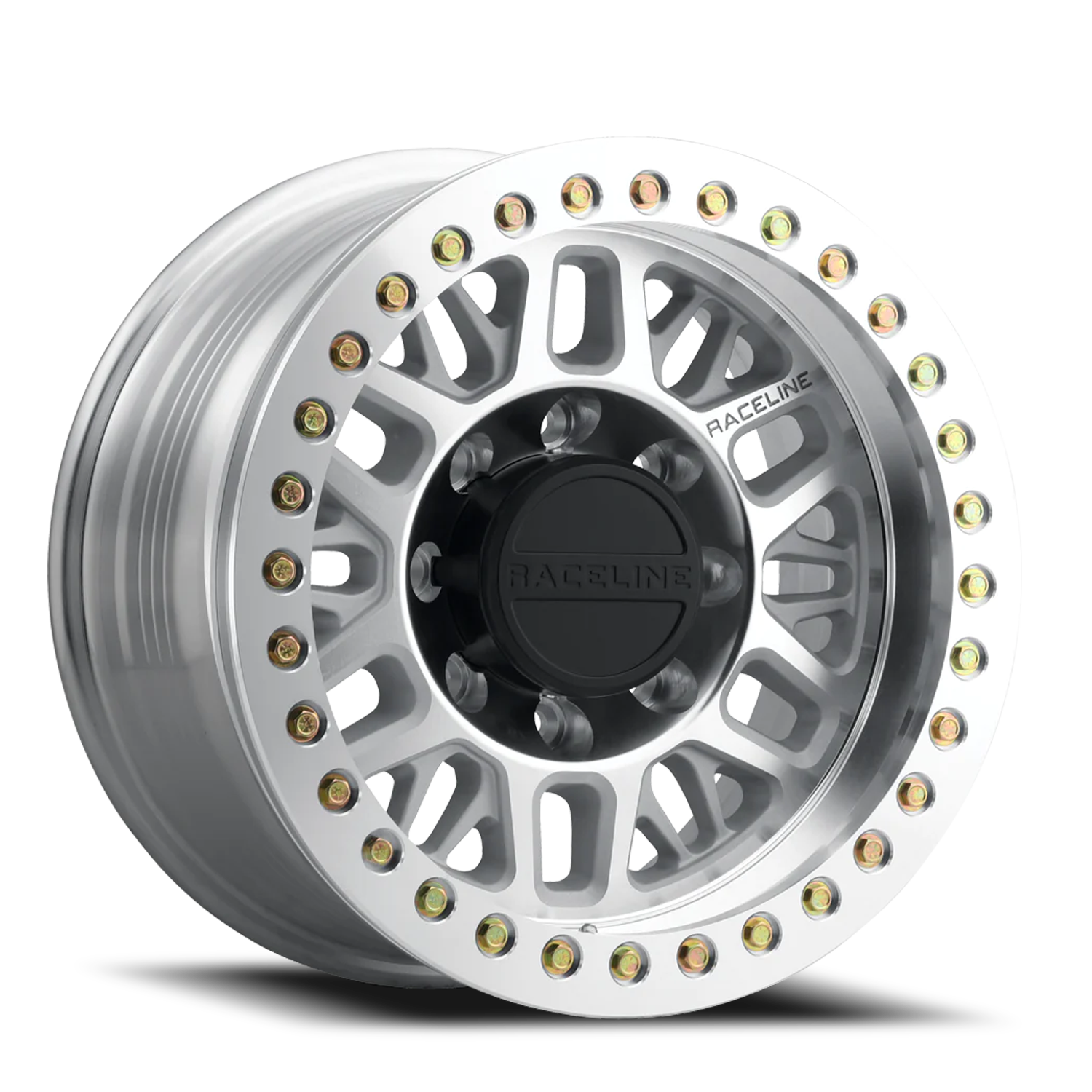 Aluminum Wheels 17x9 Ryno Cast Beadlock RT951M Silver Machined Beadlock Ring Machined Raceline Wheels