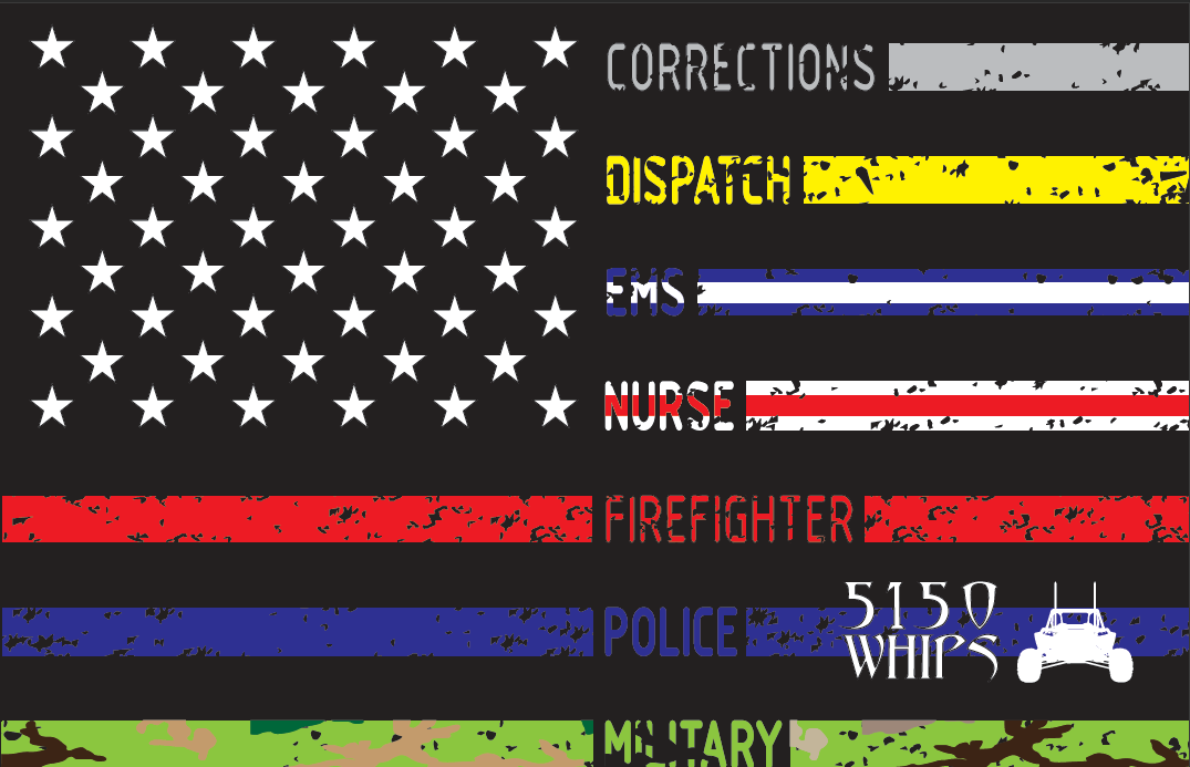 5150 Whips Heavy Duty American Flag (First Responders)-LTW Motorsports