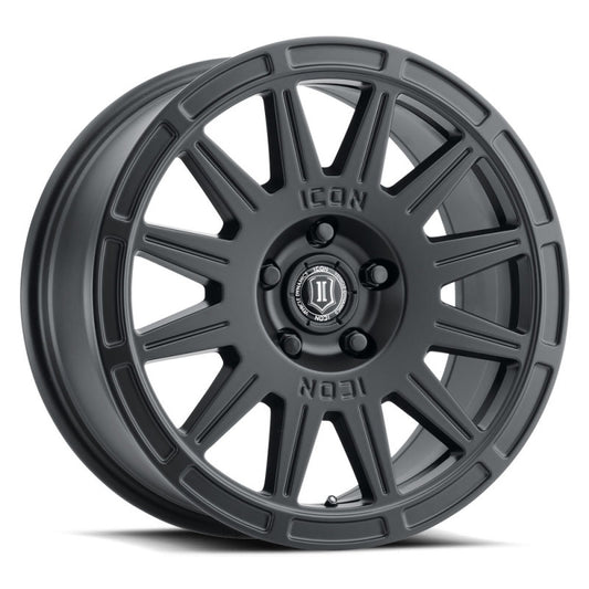 ICON Ricochet 17x8 5x108 38mm Offset 6in BS Satin Black Wheel-LTW Motorsports