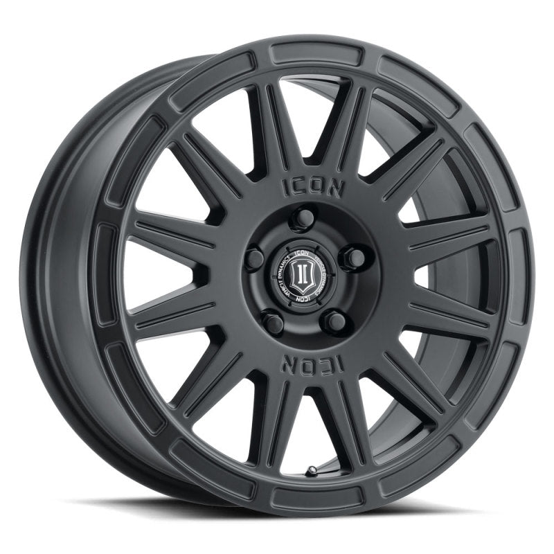 ICON Ricochet 17x8 5x100 38mm Offset 6in BS Satin Black Wheel-LTW Motorsports