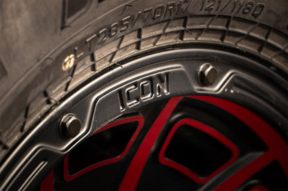 ICON Victory 17x8.5 6x135 6mm Offset 5in BS Satin Black w/Red Tint Wheel-LTW Motorsports