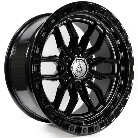 18x9 Arena A109 Hustle Satin Black Center Glossy Black Lip Wheel 6x5.5 (1mm)