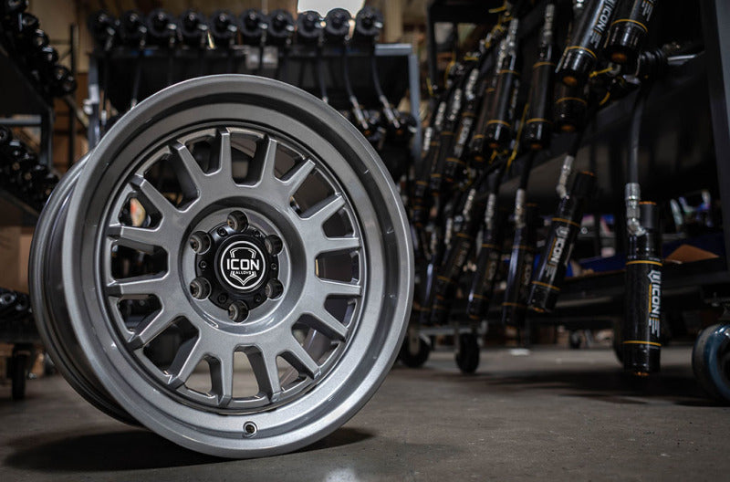 ICON Anza 17x8.5 5x5 -6mm Offset 4.5in BS 71.5mm Hub Bore Gun Metal Wheel-LTW Motorsports