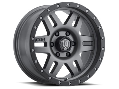 ICON Six Speed 17x8.5 5x5 -6mm Offset 4.5in BS 94mm Bore Titanium Wheel-LTW Motorsports