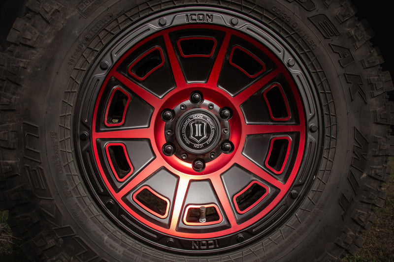 ICON Victory 17x8.5 6x135 6mm Offset 5in BS Satin Black w/Red Tint Wheel-LTW Motorsports