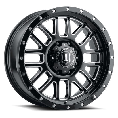 ICON Alpha 20x9 5x150 16mm Offset 5.625in BS Gloss Black Milled Spokes Wheel-LTW Motorsports