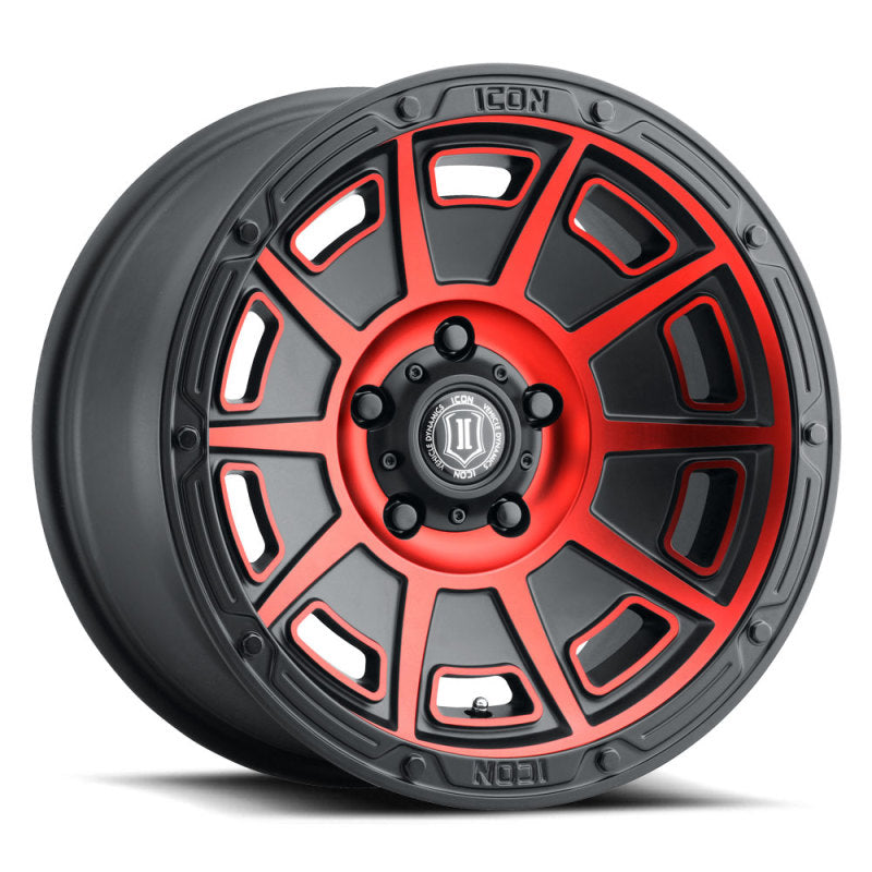 ICON Victory 17x8.5 6x135 6mm Offset 5in BS Satin Black w/Red Tint Wheel-LTW Motorsports