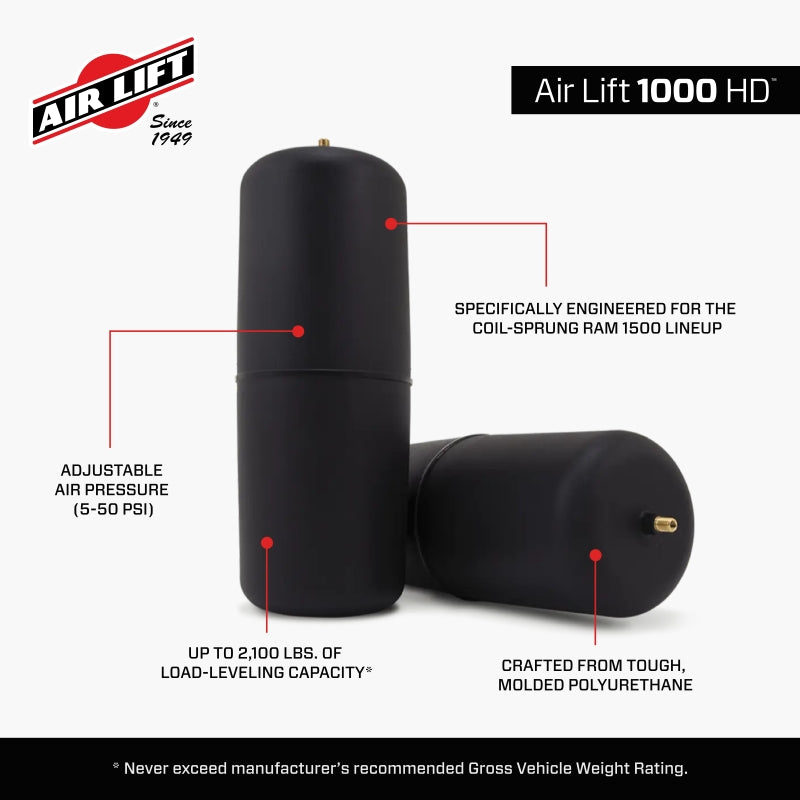 Air Lift 1000HD Rear Air Spring Kit for 09-18 Dodge Ram 1500-LTW Motorsports