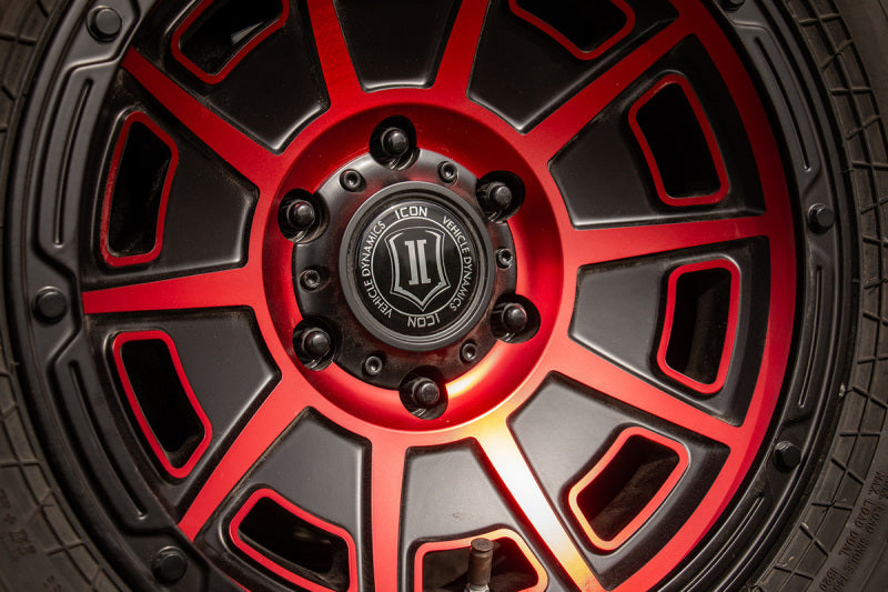 ICON Victory 17x8.5 6x135 6mm Offset 5in BS Satin Black w/Red Tint Wheel-LTW Motorsports