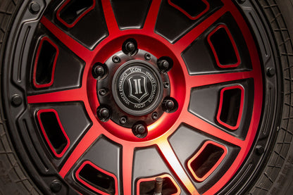 ICON Victory 17x8.5 6x120 0mm Offset 4.75in BS Satin Black w/Red Tint Wheel-LTW Motorsports