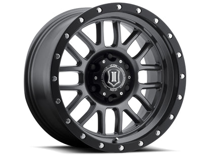 ICON Alpha 17x8.5 5x5 0mm Offset 4.75in BS 71.5mm Bore Gun Metal Wheel-LTW Motorsports