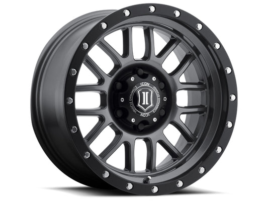 ICON Alpha 17x8.5 5x5 0mm Offset 4.75in BS 71.5mm Bore Gun Metal Wheel-LTW Motorsports