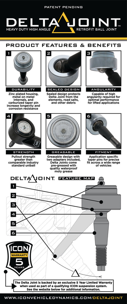 ICON 2007+ Toyota FJ / 2003+ Toyota 4Runner / 2008+ Toyota LC200 Delta Joint Kit-LTW Motorsports