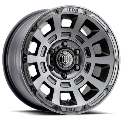 ICON Thrust 17x8.5 5x4.5 0mm Offset 4.75in BS Smoked Satin Black Tint Wheel-LTW Motorsports