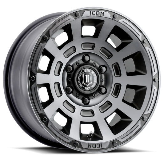 ICON Thrust 17x8.5 5x4.5 0mm Offset 4.75in BS Smoked Satin Black Tint Wheel-LTW Motorsports