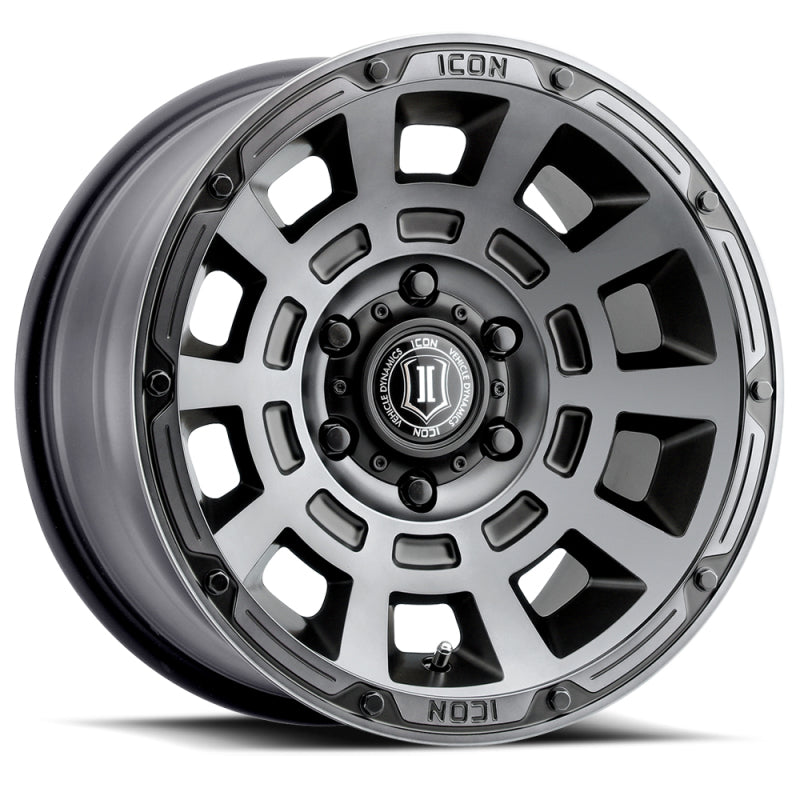 ICON Thrust 17x8.5 6x5.5 25mm Offset 5.75in BS 95.1mm Bore Smoked Satin Black Wheel-LTW Motorsports