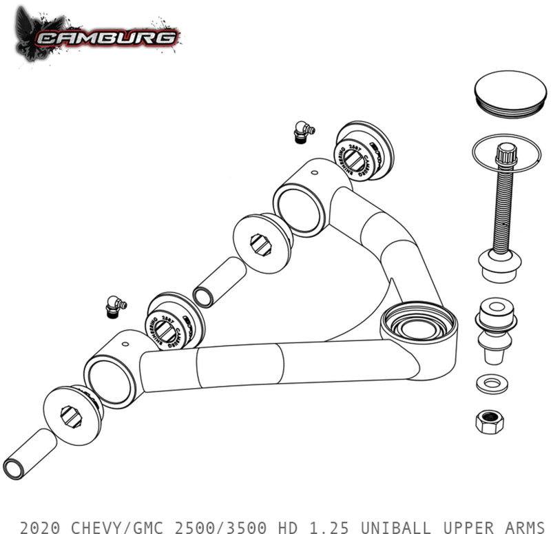Camburg Chevy/GMC 2500/3500 HD 2WD/4WD 20-23 1.25in Performance Uniball Upper Arms (w/ covers)-LTW Motorsports
