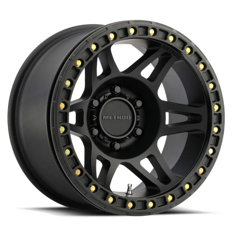 Wheels - Cast - Method MR106 Beadlock 17x9 -44mm Offset 8x6.5 130.81mm CB Matte Black W/BH-H36125 Wheel