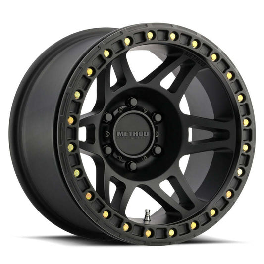 Wheels - Cast - Method MR106 Beadlock 17x9 -44mm Offset 8x6.5 130.81mm CB Matte Black W/BH-H36125 Wheel