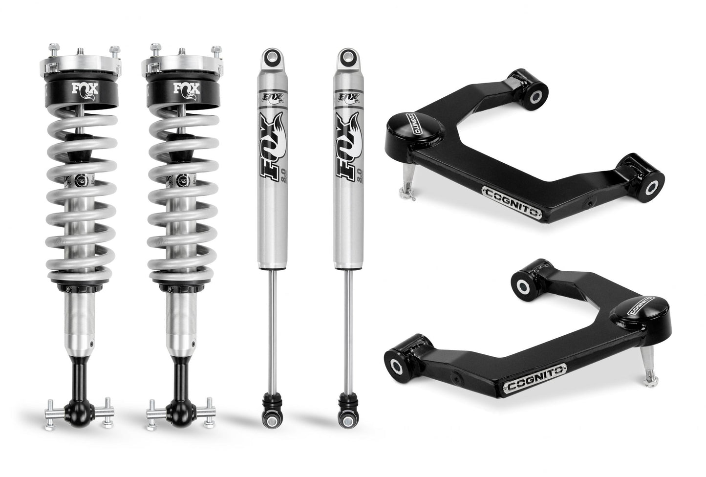 Cognito 3-Inch Performance Uniball Leveling Kit With Fox PS Coilover 2.0 IFP Shocks for 19-24 Silverado/Sierra 1500 2WD/4WD