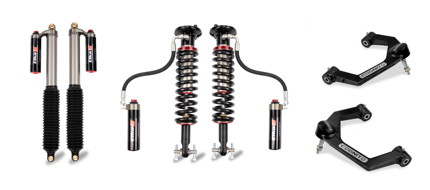 Cognito 2.5-inch Elite Leveling Kit with Elka 2.5 Reservoir shocks for 21-23 Ford F-150 2WD/4WD