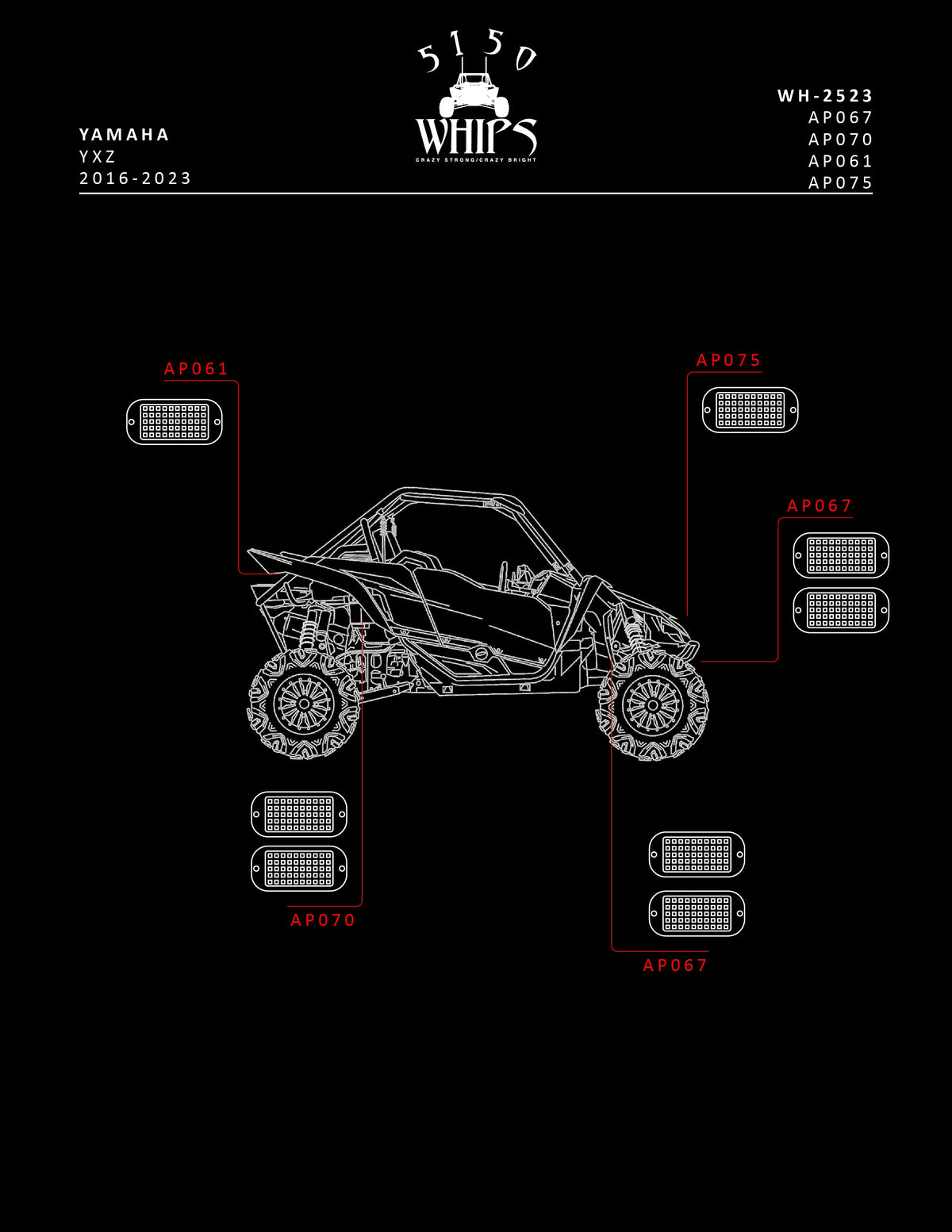 Rock Light 2.0 Bracket Kit (YXZ)-LTW Motorsports